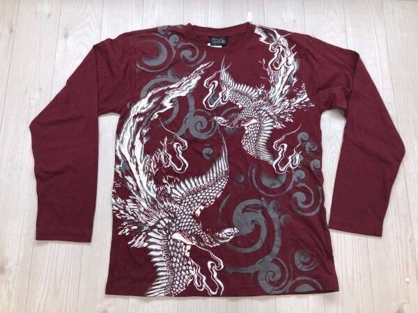 新品 バレットノイズ Bullet Noise 和柄 ネオグランジ やんちゃ ストリート 龍 竜 ドラゴン 渦巻き 和柄 長袖Tシャツ ロンT メンズ L 赤拍卖