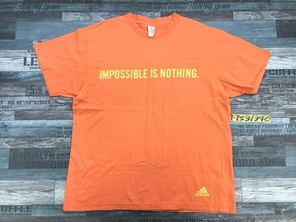 ADIDAS アディダス メンズ 英字プリント 半袖Tシャツ O オレンジ拍卖