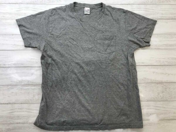 ソウルキャンプ Soul Camp アメカジ バックプリント 胸ポケット PrintStar製 ポケT 半袖Tシャツ メンズ L グレー拍卖