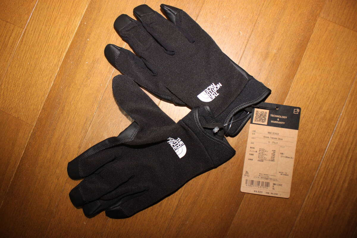 未使用 サイズXL 黒 ノースフェイス 手袋 THE NORTH FACE シンプルトレッカーズグローブ NN12302 送料無料即決 タッチパネル対応拍卖