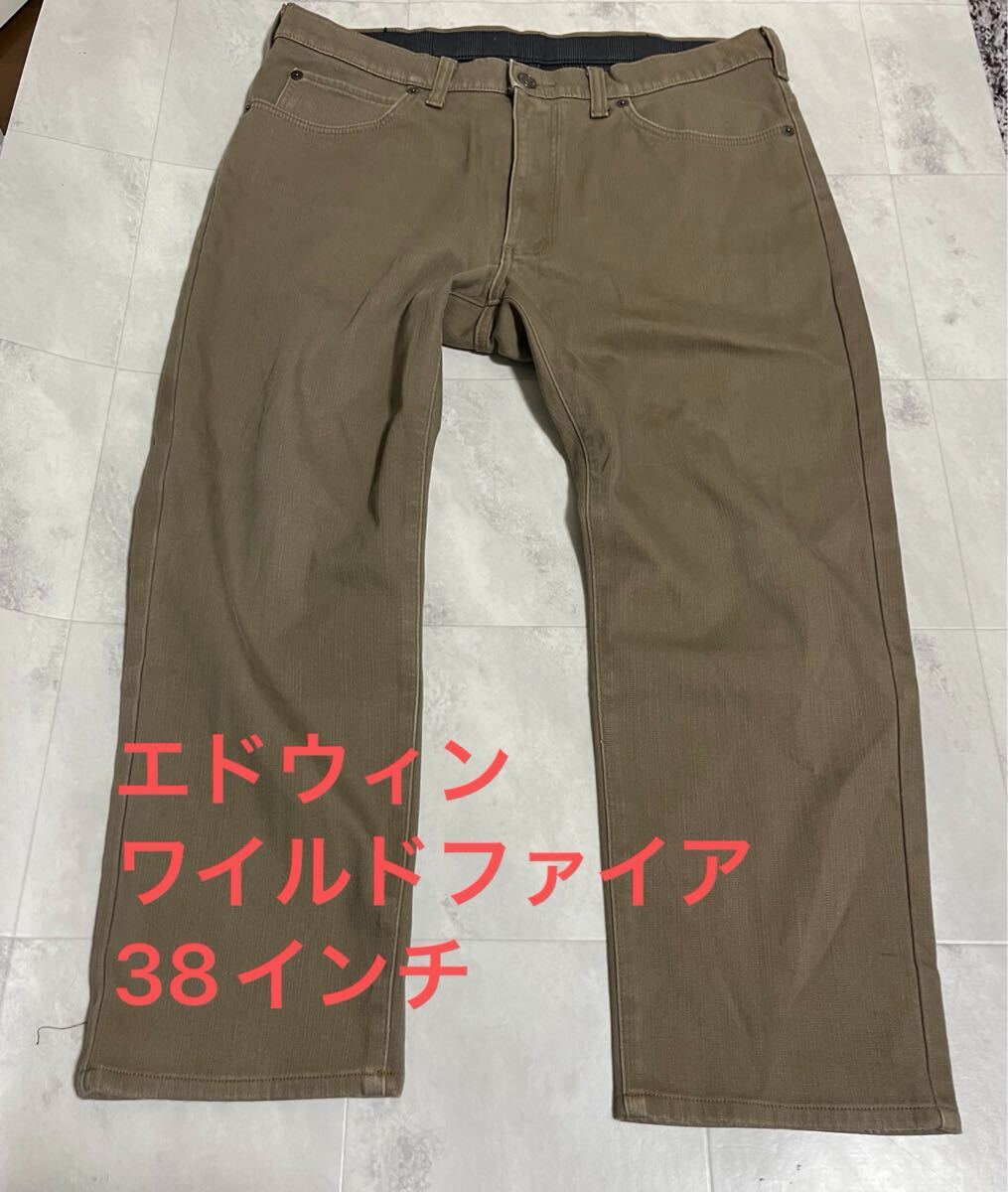 EDWIN エドウィン WILDFIRE デニムパンツ ベージュ W38 大きいサイズ 暖パン パンツ ジーンズ 裏起毛拍卖