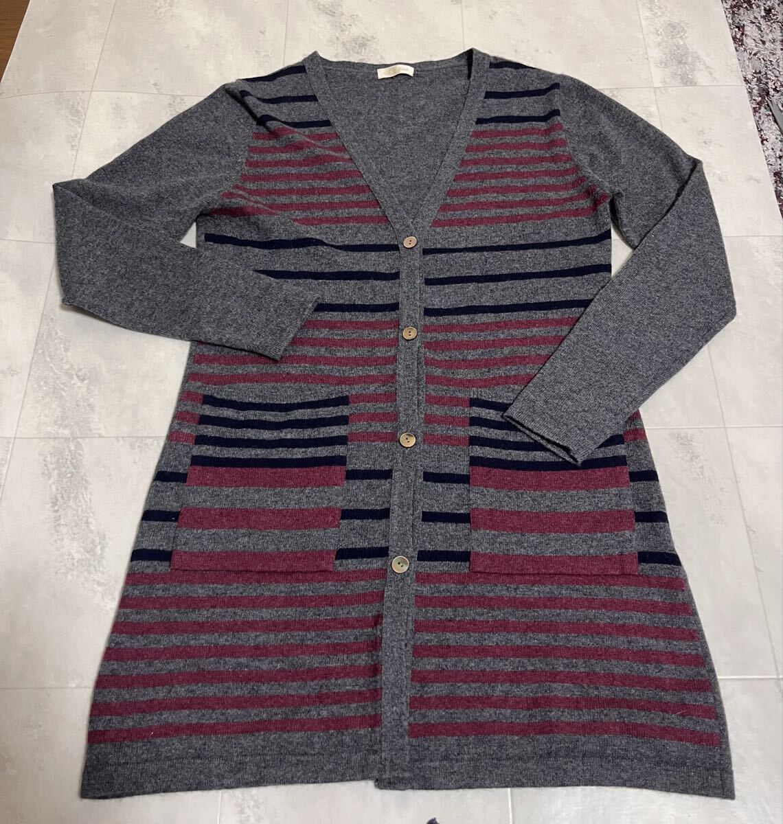 美品!カシミヤ100% VENTI UNO ベンティ・ウーノ ロングカーディガン グレー 日本製 ロング丈拍卖