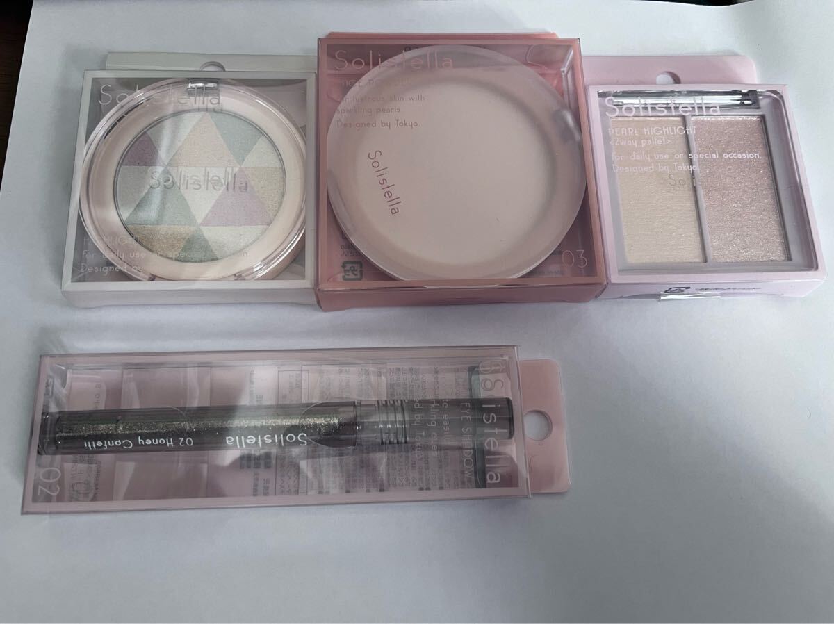 しまむら Solistella コスメ4点セット リキッドアイシャドウ、ハイライト、グリッターグロウ、フェイスパウダー拍卖