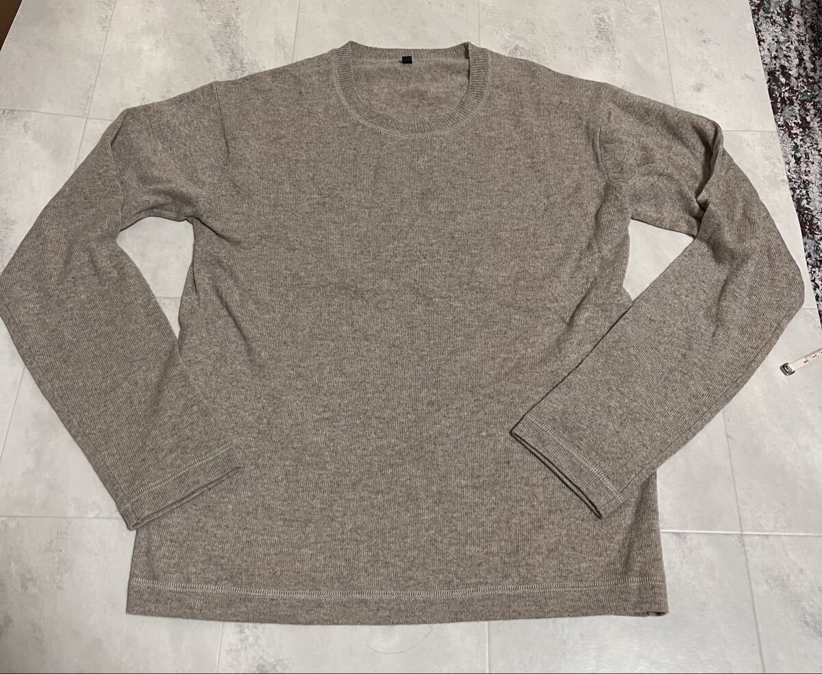 カシミヤ100% クルーネック ニット セーター Lサイズ ベージュ アイボリー 系拍卖