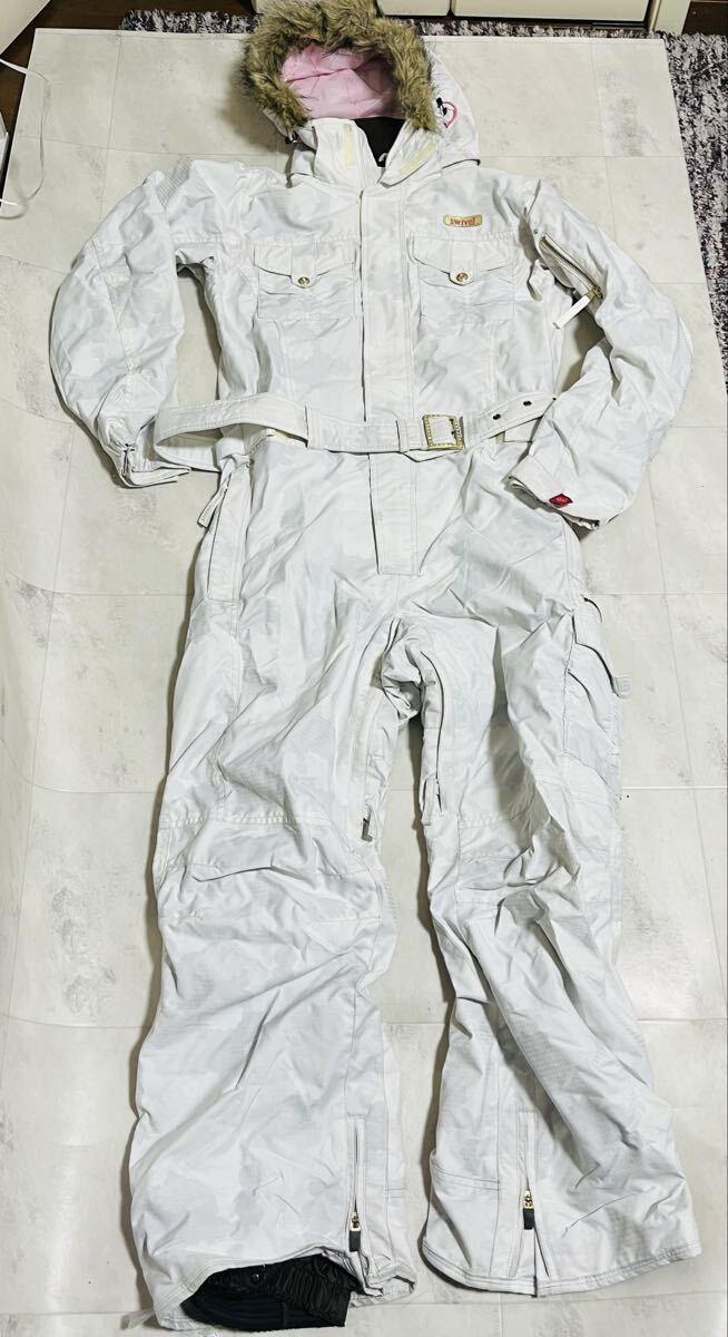 Swivel スノーボードウェア つなぎ ホワイト 白 サイズ 9 Mサイズ相当 レディース スイベル拍卖