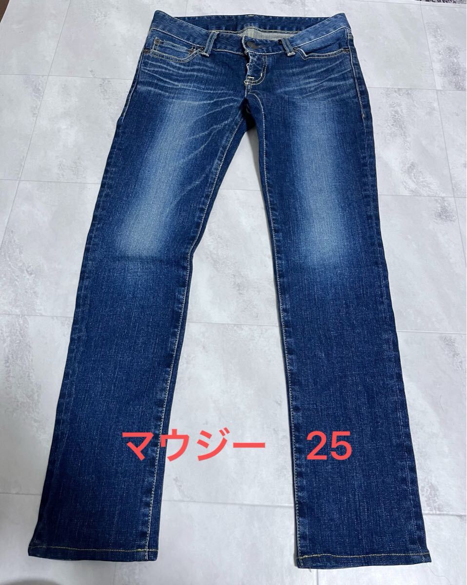 moussy/マウジー/ストレッチパンツ ジーンズ デニムパンツ濃紺パンツ/デニム/25 イエローステッチ拍卖