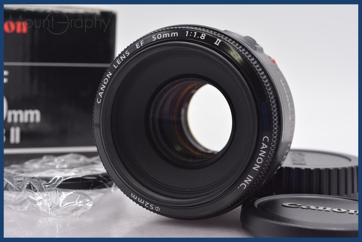 ★良品★ キヤノン Canon EF 50mm F1.8 II 前後キャップ&レンズフィルター、元箱付 ★完動★同梱可 #mj5813拍卖