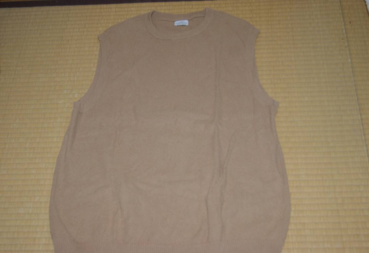 ■中古 coen メンズベスト ベージュ Mサイズ 綿100% 丸首 コーエン 大きめ 処分品 拍卖
