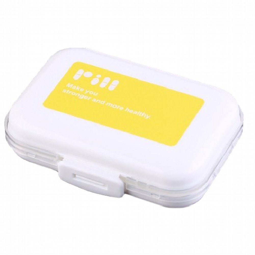 【vaps_6】2段分割 ピルケース 《イエロー》 携帯 薬入れ 小物 小分け 薬ケース 収納ケース 送込拍卖