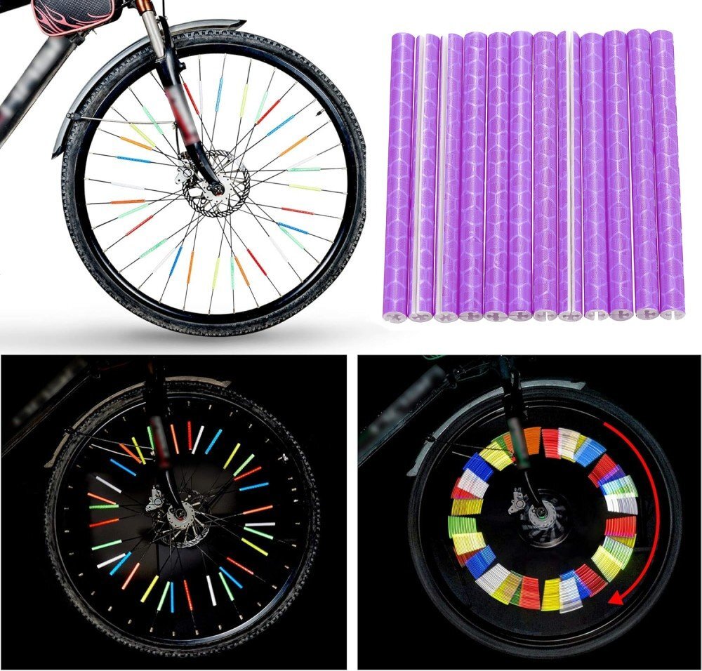 【vaps_2】自転車 スポーク リフレクター 12本セット ブルー 反射版 ホイール タイヤ 夜間 安全 防犯 送込拍卖
