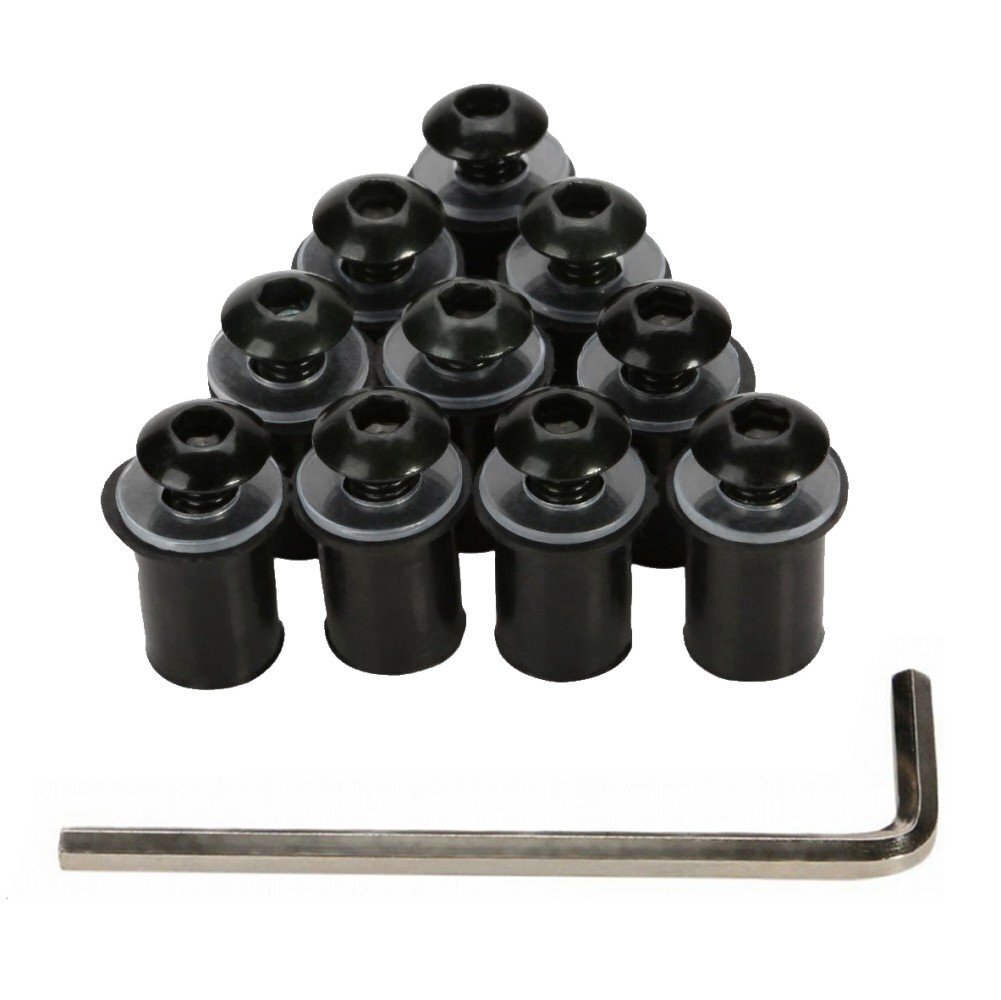 【vaps_2】スクリーンボルト 10個セット ブラック 汎用 ウェルナット アルミ合金 スクリーン固定 バイク オートバイ 送込拍卖