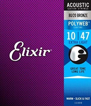 【vaps_6】Elixir エリクサー アコースティックギター弦 POLYWEB 80/20ブロンズ Extra Light .010-.047 11000 送込拍卖