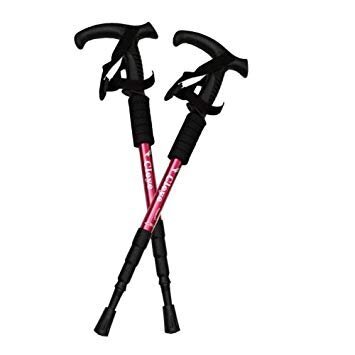 【vaps_4】T型グリップ トレッキングポール 2本セット 《レッド》 トレッキングステッキ トレッキングストック 送込拍卖