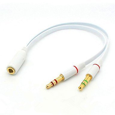 【vaps_5】オーディオ分配ケーブル(3.5mm 4極(メス)-3.5mmステレオミニ(オス)+マイク入力(オス) 《ホワイト》 19cm LY-Y006-WH 送込拍卖