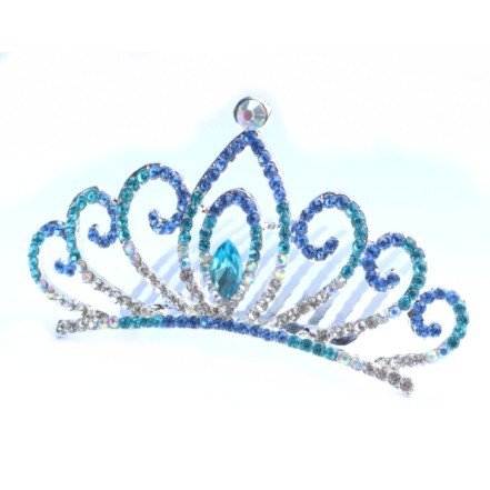 【vaps_6】ミニティアラ キラキラヘアコーム 《サファイアブルー》 子供 カチューシャ 髪飾り プリンセス 衣装 結婚式 舞台 ドレス 送込拍卖