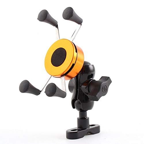 【vaps_2】360度回転 バイク用 スマホ スタンド クアトロキャッチ 《イエロー》 送込拍卖