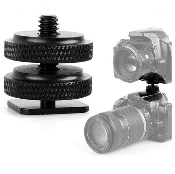 【vaps_4】ホットシュー デュアルナット マウントアダプター 1/4インチネジ付 カメラ用 ホットシューアダプター 三脚 フラッシュ 送込拍卖