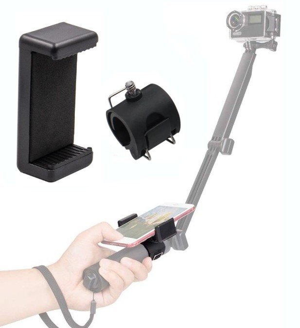 【vaps_2】固定用リングバンド付 自撮り棒 取付 スマホブラケット スマホ用 GOPRO用 ホルダー 《直径28.5-32mm用》 アクションカメラ 送込拍卖