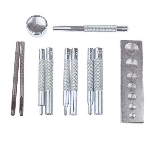 【vaps_7】レザークラフト ホック打ち具 11点セット 工具 道具 ハトメ抜き ホック打ち カシメ打ち 打ち台 送込拍卖