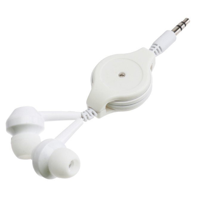 【vaps_2】リール式イヤホン 《ホワイト》 カールコード イヤホン 75cm カナル型 伸縮式 有線 イヤフォン 送込拍卖