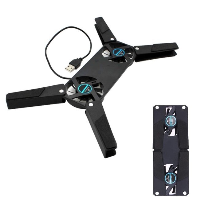 【VAPS_1】ノートパソコン 折りたたみ式 冷却パッド 《ブラック》 冷却ファン 静音 USB給電 ノートPC 冷却台 クーラー 送込拍卖