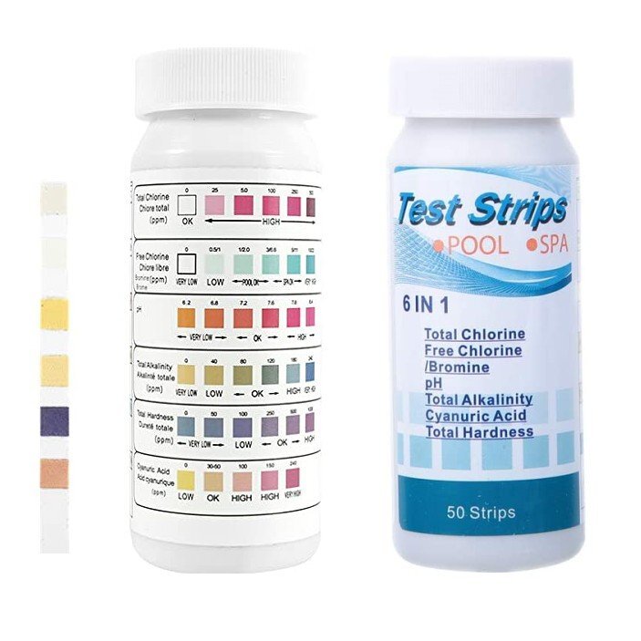 【vaps_7】【訳あり】6in1プール試験紙 50本入り 残留塩素 PH値 アルカリ度 硬度 ペーパー 水の純度 pH ペーハー テスト 送込拍卖