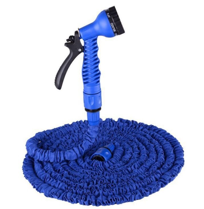 【vaps_5】3倍に伸びる伸縮ホース 最大10m 《ブルー》 散水ホース ガーデニング 洗車 園芸 水やり 送込拍卖