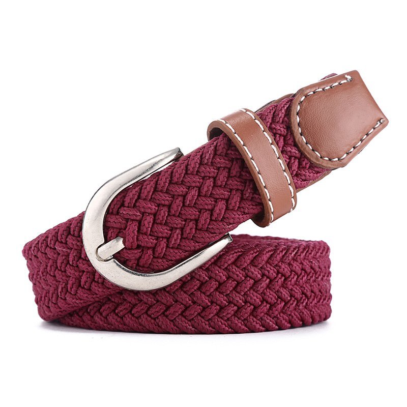 【vaps_2】キャンバスベルト 《レッド》 編みこみ メンズ ビジネス カジュアル 伸縮 サイズ調整フリー 送込拍卖