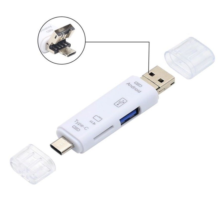 【vaps_7】USBマルチカードリーダー USB2.0 microUSB TypeC対応 折り畳み変形タイプ 《ホワイト》 送込拍卖
