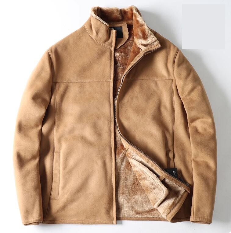 人気品ブルゾン ジャンバー メンズ スエード 秋冬 防寒 厚手 保温 フェイクレザー ボアジャケット 紳士服 デザイン性 スタンドカラー L拍卖