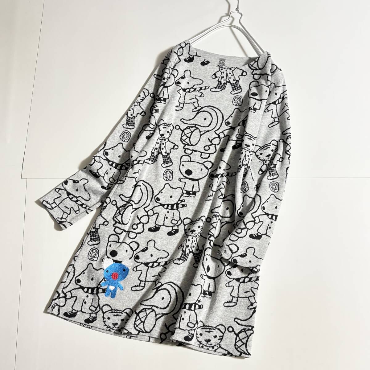 graniph グラニフ penelope tete enl'air サイズF // アニマル柄 コアラ?の刺しゅう グレー系ワンピース ③拍卖