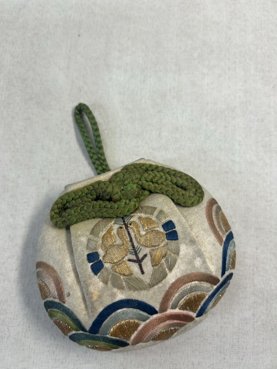 古布 匂袋 南部家 大名 家紋 武家 武具 向鶴 刺繍拍卖