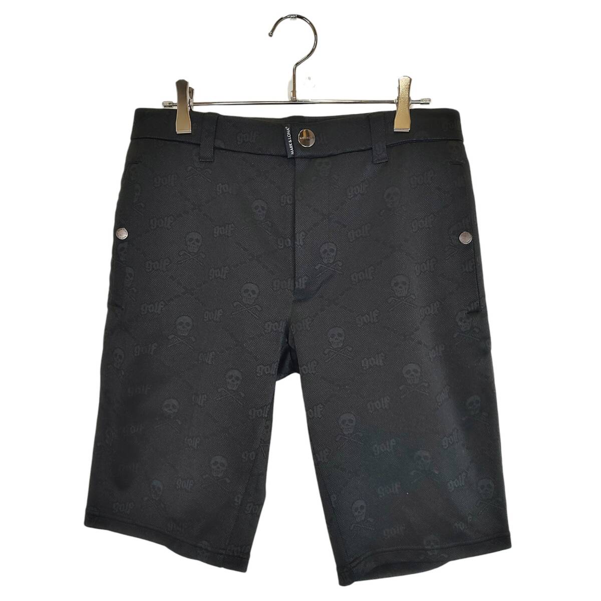 MARK&LONA マークアンドロナ ゴルフ 22SS Ruler Stretch Shorts スカル柄 ショートパンツ MLM-2A-AT14 46 ブラック メンズ拍卖