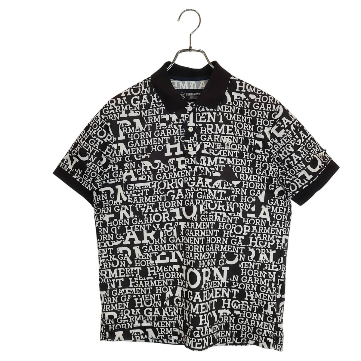 HORN GARMENT ホーンガーメント ゴルフ 総柄 半袖 ポロシャツ HHM-2A-AP52 46 ブラウン×ホワイト拍卖