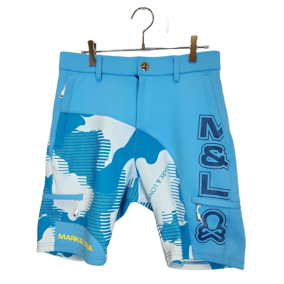 MARK&LONA マークアンドロナ ゴルフ 25SS FLOW CAMO SHORTS カモフラ ショートパンツ MLM-5A-AT13 46 ライトブルー メンズ拍卖
