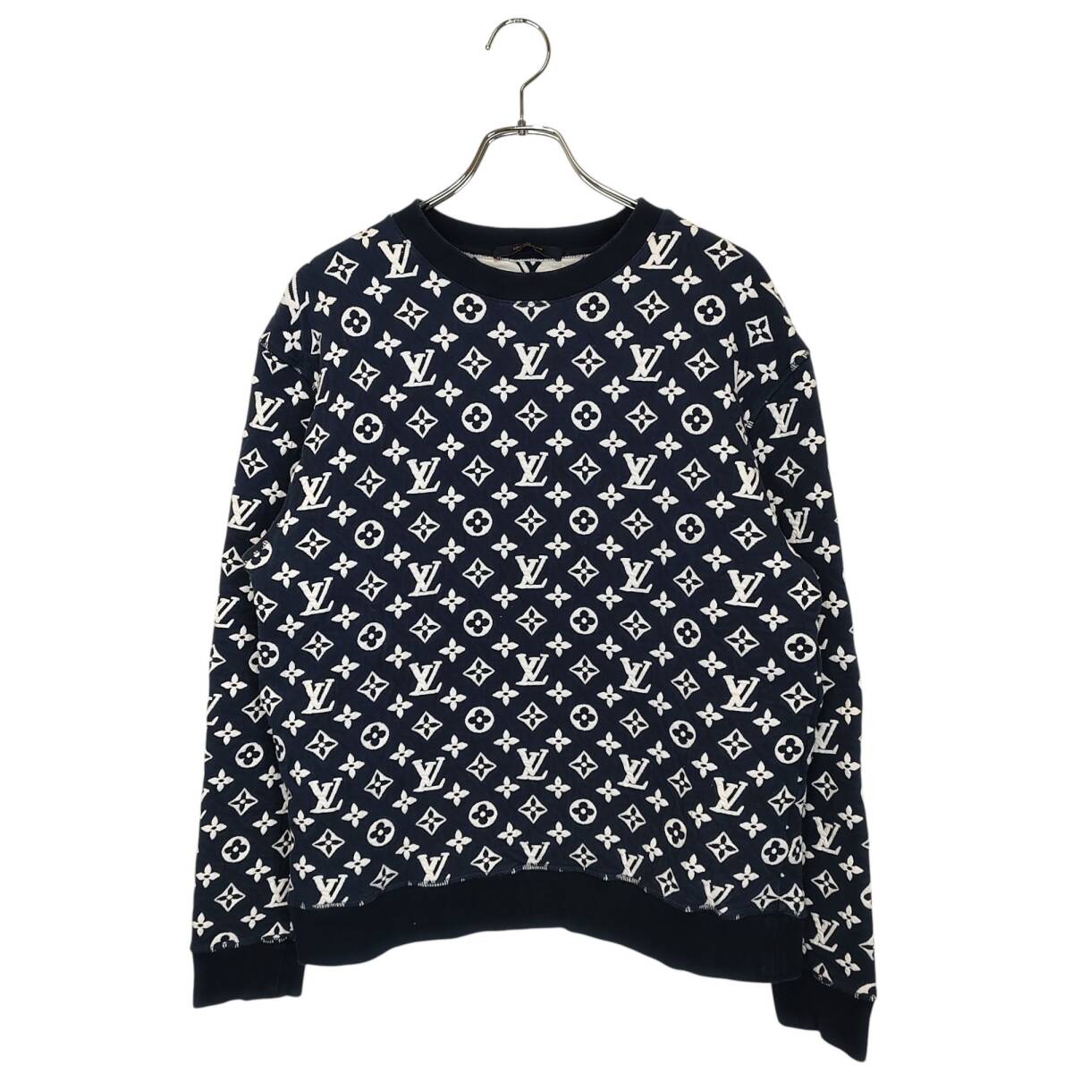 LOUIS VUITTON ルイ・ヴィトン 21SS フルモノグラム ジャガード クルーネック スウェット RM211Q TCJ HIY53W L ネイビー/ホワイト メンズ拍卖