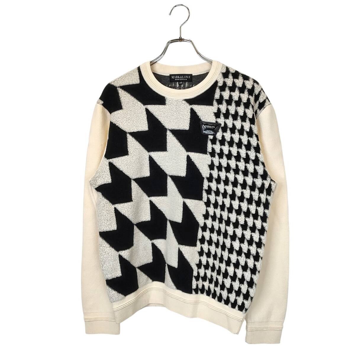 MARK&LONA マークアンドロナ ゴルフ 24AW Long-Sleeved Sweater ウール ニット セーター MCM-4C-AB53 48 ホワイト/ブラック メンズ拍卖