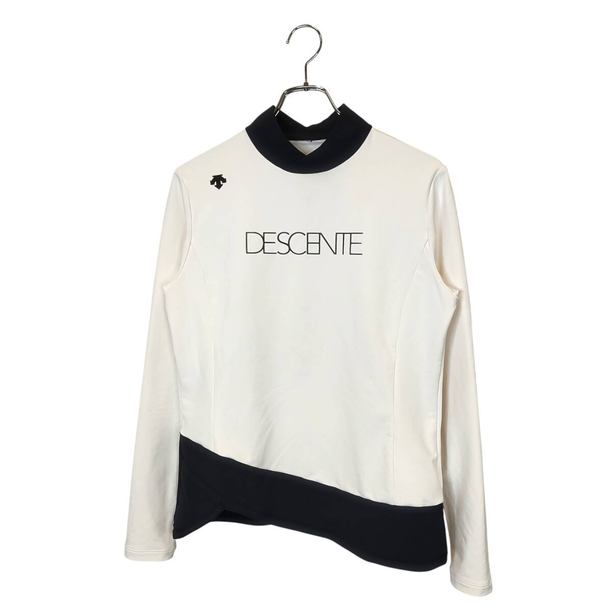 DESCENTE GOLF デサントゴルフ バックウーリー ベアプリント モックネック Tシャツ DGWUJB06 M ブラック/ホワイト レディース拍卖