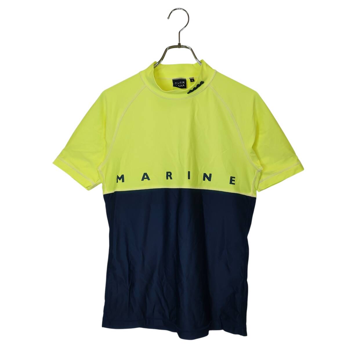 muta MARINE GOLF ムータ マリン ゴルフ 半袖 クールタッチ モックネック Tシャツ MMMK-434160 4 ライトイエロー/ネイビー メンズ拍卖