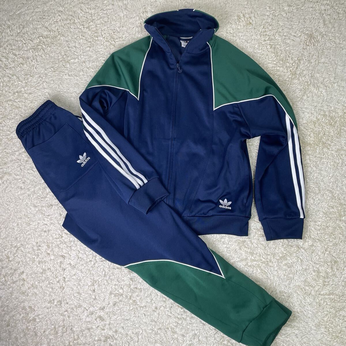 アディダス adidas トラックジャケット ジャージ バイカラー 両面トレフォイルロゴ刺繍 セットアップ拍卖