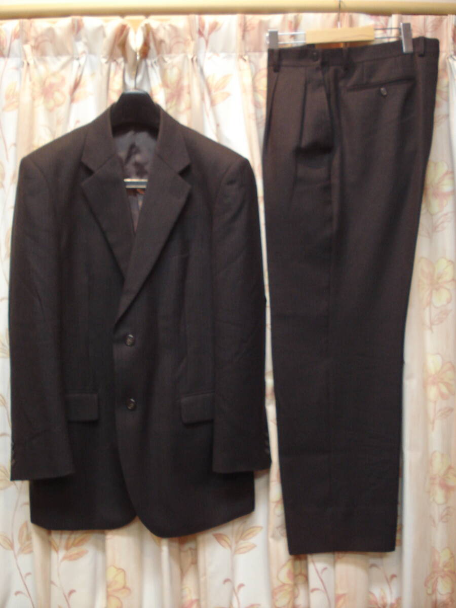 送料無料!美品! ★ 秋冬春もの!AB7サイズ!ウェスト87cm~99cmアジャスター調節可能!ダークグレー色!シングルスーツ!毛:100%!拍卖