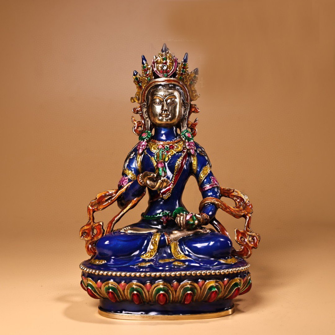 蔵伝純銅 景泰藍蔵伝密宗金剛薩位相像 仏像 仏教 美術 置物 収蔵 コレクション拍卖