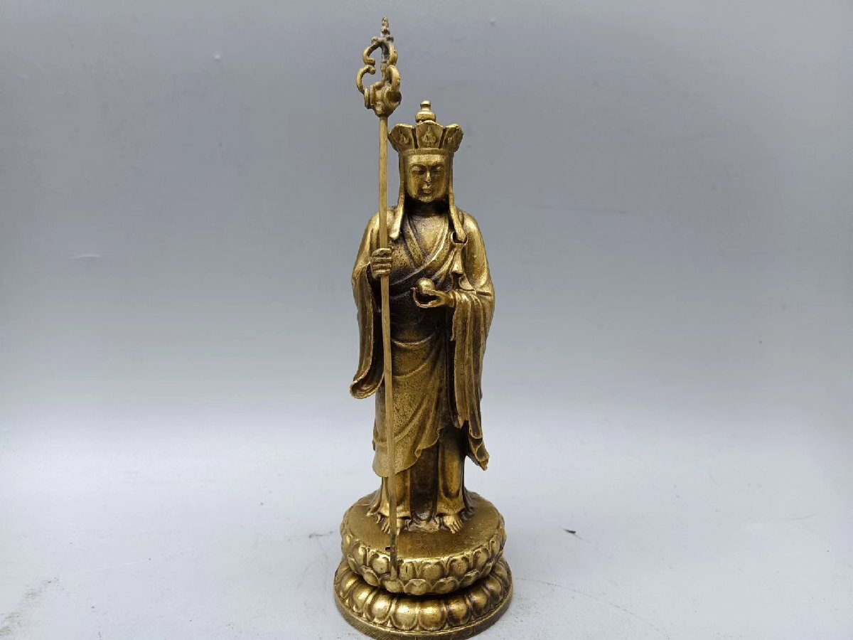 送料無料 店長すすめ 仏像 地蔵菩薩 真鍮製 銅製 仏教美術 工芸品 鑑賞 置物 ZH864拍卖