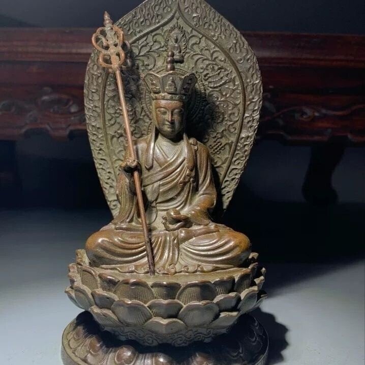 銅 仏像 地蔵菩薩 地蔵王菩薩 大願地蔵菩薩 大願地蔵王菩薩 三聖地蔵王釈迦牟尼像拍卖