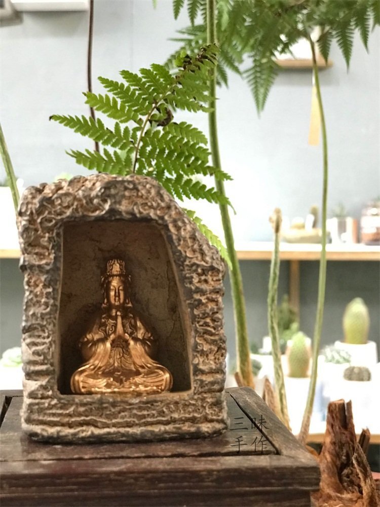 極細工 仏教古美術 仏像 石窟 大仏坐相 石仏 観音坐相 観音菩薩 仏像 装飾 置物 装飾 収蔵拍卖