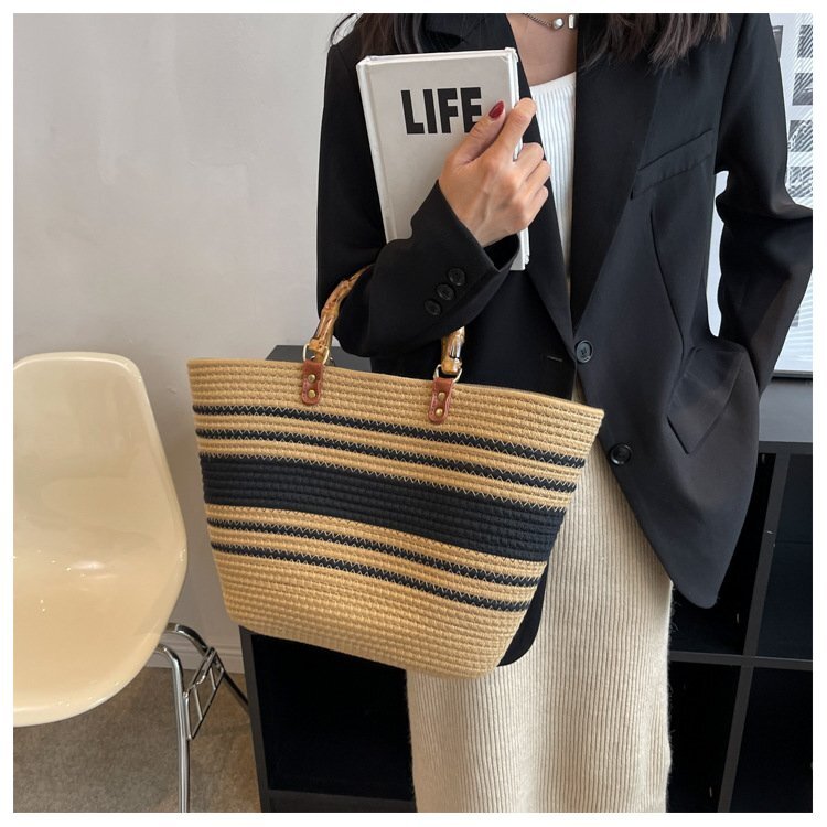 新品 トートバッグ 大容量 通勤通学 ハンドバッグ コットンロープ 編み 手持ち pp577拍卖
