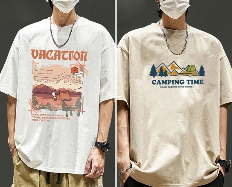 Tシャツ2枚 メンズ 綿 コットン 半袖 丸首 レディース 男女兼用 イラスト パタ風 シンプルスポーツ S-5XL サイズ選択可 郵便発送 zh1218拍卖