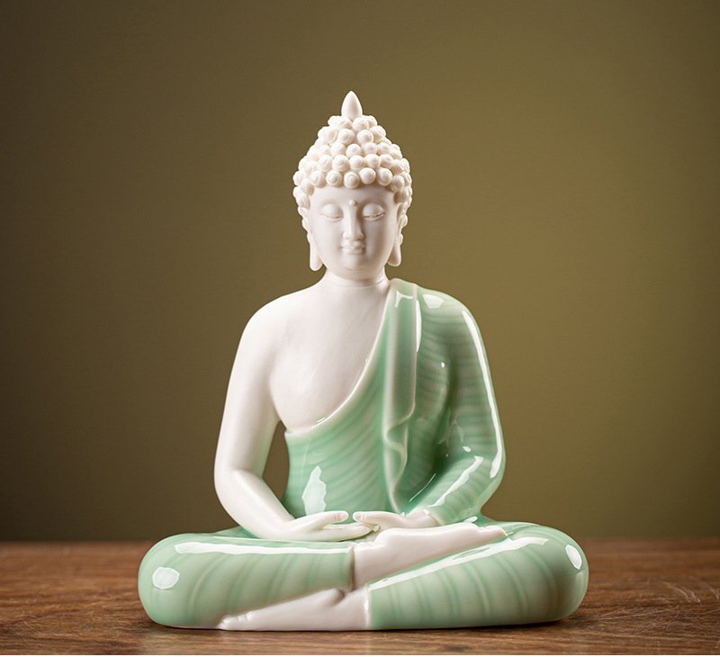 送料無料!婆娑三聖 釈迦牟尼仏 仏像 青衣如来陶磁器セラミックス 白磁 徳化窯 仏教美術 置物 供養 装飾 収蔵cdp278拍卖