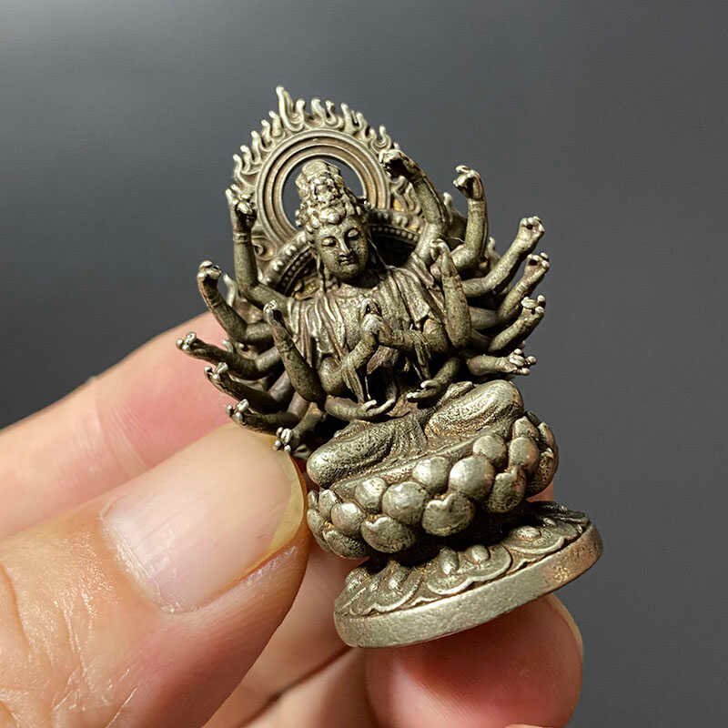 送料無料! 銅 千手観音菩薩 十八腕準提母 仏像 銅像 密宗仏 観音菩薩 仏護神仏 像仏教美術 菩薩像 匠高技術拍卖