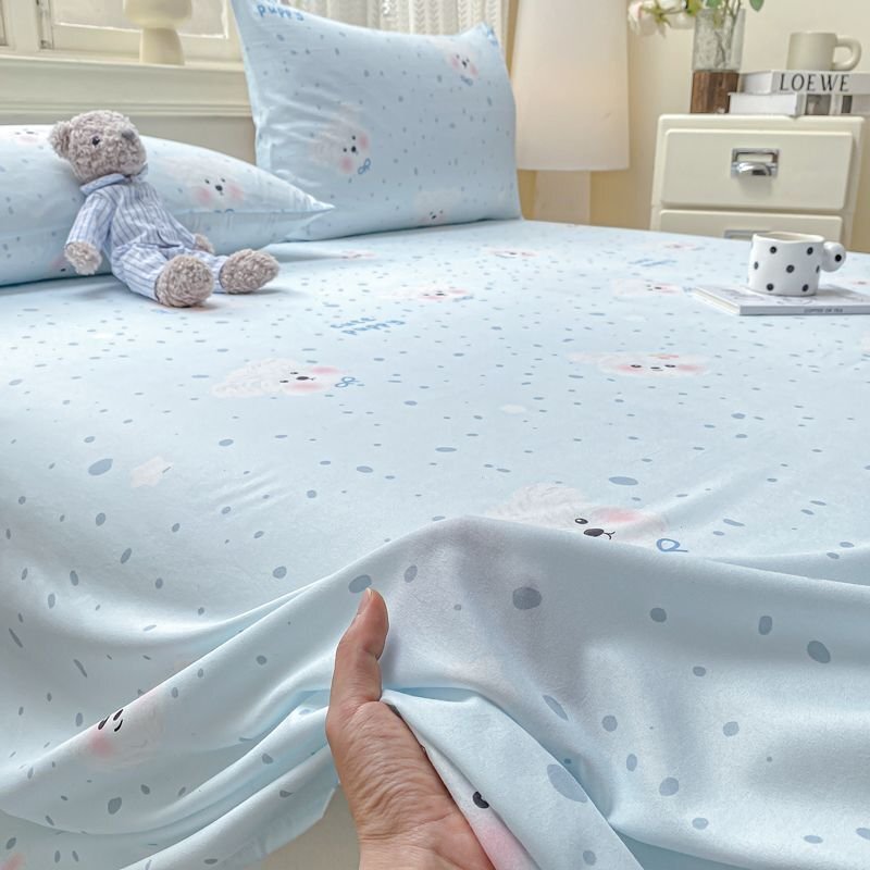 シーツ単品 シングル セミダブル 綿 コットン 可愛い 犬 ワンちゃん 160*230cm 幅1.2M以内ベッド対応 簡易包装 女性 レディース zh1224拍卖